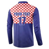 Custom Croatia Football Button Sweatshirt Sporty Style