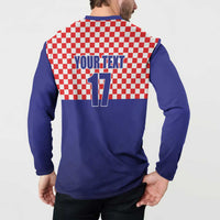 Custom Croatia Football Button Sweatshirt Sporty Style