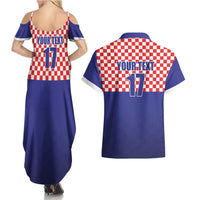 Custom Croatia Football Couples Matching Summer Maxi Dress and Hawaiian Shirt Sporty Style