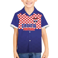 Custom Croatia Football Family Matching Off The Shoulder Long Sleeve Dress and Hawaiian Shirt Sporty Style