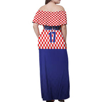 Custom Croatia Football Family Matching Off Shoulder Maxi Dress and Hawaiian Shirt Sporty Style
