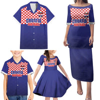Custom Croatia Football Family Matching Puletasi and Hawaiian Shirt Sporty Style