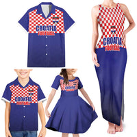 Custom Croatia Football Family Matching Tank Maxi Dress and Hawaiian Shirt Sporty Style