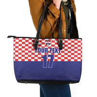 Custom Croatia Football Leather Tote Bag Sporty Style
