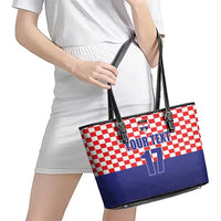 Custom Croatia Football Leather Tote Bag Sporty Style