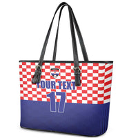 Custom Croatia Football Leather Tote Bag Sporty Style