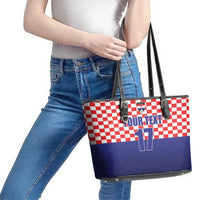Custom Croatia Football Leather Tote Bag Sporty Style