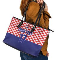 Custom Croatia Football Leather Tote Bag Sporty Style