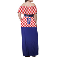 Custom Croatia Football Off Shoulder Maxi Dress Sporty Style