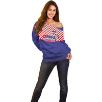 Custom Croatia Football Off Shoulder Sweater Sporty Style