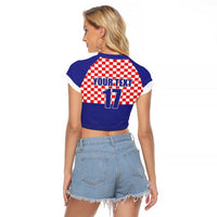 Custom Croatia Football Raglan Cropped T Shirt Sporty Style