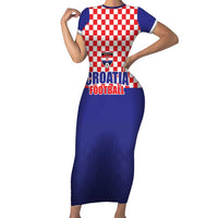 Custom Croatia Football Short Sleeve Bodycon Dress Sporty Style