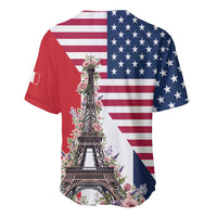 French American Heritage Month Baseball Jersey Flag Style with USA Eagle and Eiffel Tower