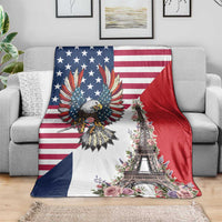French American Heritage Month Blanket Flag Style with USA Eagle and Eiffel Tower