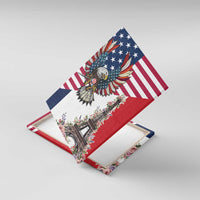 French American Heritage Month Canvas Wall Art Flag Style with USA Eagle and Eiffel Tower