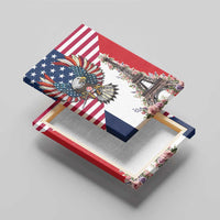 French American Heritage Month Canvas Wall Art Flag Style with USA Eagle and Eiffel Tower
