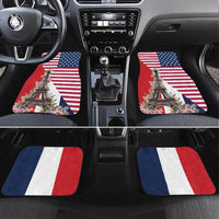 French American Heritage Month Car Mats Flag Style with USA Eagle and Eiffel Tower