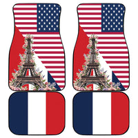 French American Heritage Month Car Mats Flag Style with USA Eagle and Eiffel Tower