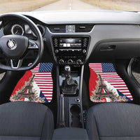 French American Heritage Month Car Mats Flag Style with USA Eagle and Eiffel Tower