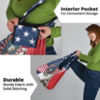 French American Heritage Month Grocery Bag Flag Style with USA Eagle and Eiffel Tower