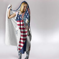 French American Heritage Month Hooded Blanket Flag Style with USA Eagle and Eiffel Tower