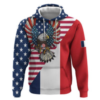 French American Heritage Month Hoodie Flag Style with USA Eagle and Eiffel Tower