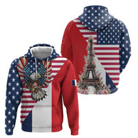 French American Heritage Month Hoodie Flag Style with USA Eagle and Eiffel Tower