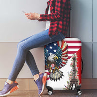 French American Heritage Month Luggage Cover Flag Style with USA Eagle and Eiffel Tower