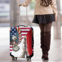 French American Heritage Month Luggage Cover Flag Style with USA Eagle and Eiffel Tower