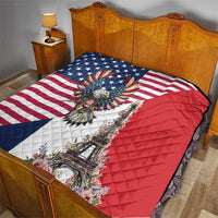 French American Heritage Month Quilt Flag Style with USA Eagle and Eiffel Tower