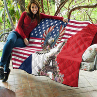 French American Heritage Month Quilt Flag Style with USA Eagle and Eiffel Tower