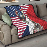 French American Heritage Month Quilt Flag Style with USA Eagle and Eiffel Tower