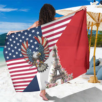 French American Heritage Month Sarong Flag Style with USA Eagle and Eiffel Tower
