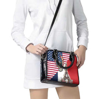 French American Heritage Month Shoulder Handbag Flag Style with USA Eagle and Eiffel Tower