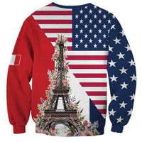 French American Heritage Month Sweatshirt Flag Style with USA Eagle and Eiffel Tower