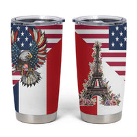 French American Heritage Month Tumbler Cup Flag Style with USA Eagle and Eiffel Tower
