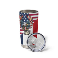 French American Heritage Month Tumbler Cup Flag Style with USA Eagle and Eiffel Tower