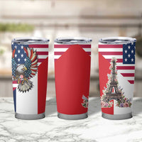 French American Heritage Month Tumbler Cup Flag Style with USA Eagle and Eiffel Tower