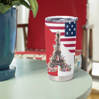 French American Heritage Month Tumbler Cup Flag Style with USA Eagle and Eiffel Tower