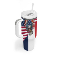 French American Heritage Month Tumbler With Handle Flag Style with USA Eagle and Eiffel Tower