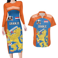 Netherlands Field Hockey Custom Couples Matching Long Sleeve Bodycon Dress and Hawaiian Shirt Sporty Style