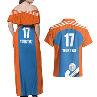 Netherlands Field Hockey Custom Couples Matching Off Shoulder Maxi Dress and Hawaiian Shirt Sporty Style
