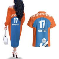 Netherlands Field Hockey Custom Couples Matching Off The Shoulder Long Sleeve Dress and Hawaiian Shirt Sporty Style