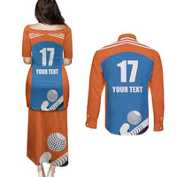 Netherlands Field Hockey Custom Couples Matching Puletasi and Long Sleeve Button Shirt Sporty Style
