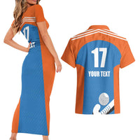 Netherlands Field Hockey Custom Couples Matching Short Sleeve Bodycon Dress and Hawaiian Shirt Sporty Style