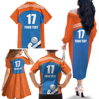 Netherlands Field Hockey Custom Family Matching Off The Shoulder Long Sleeve Dress and Hawaiian Shirt Sporty Style