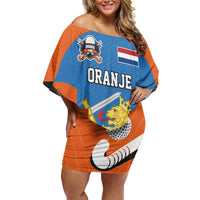 Netherlands Field Hockey Custom Family Matching Off Shoulder Short Dress and Hawaiian Shirt Sporty Style