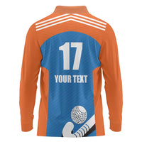 Netherlands Field Hockey Custom Long Sleeve Polo Shirt Sporty Style
