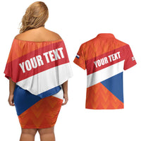 Netherlands Drenthe Province Personalized Couples Matching Off Shoulder Short Dress and Hawaiian Shirt Flag of Drenthe
