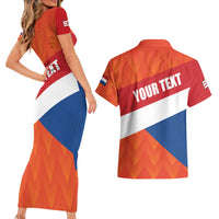 Netherlands Drenthe Province Personalized Couples Matching Short Sleeve Bodycon Dress and Hawaiian Shirt Flag of Drenthe